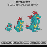 Totodile Evo Embroidery File 6 sizes