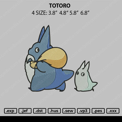 Totoro Embroidery File 4 size