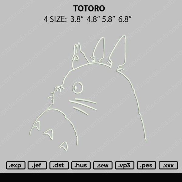 Totoro Embroidery File 4 size