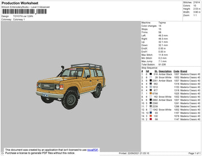 Toyota Car Embroidery File 4 size