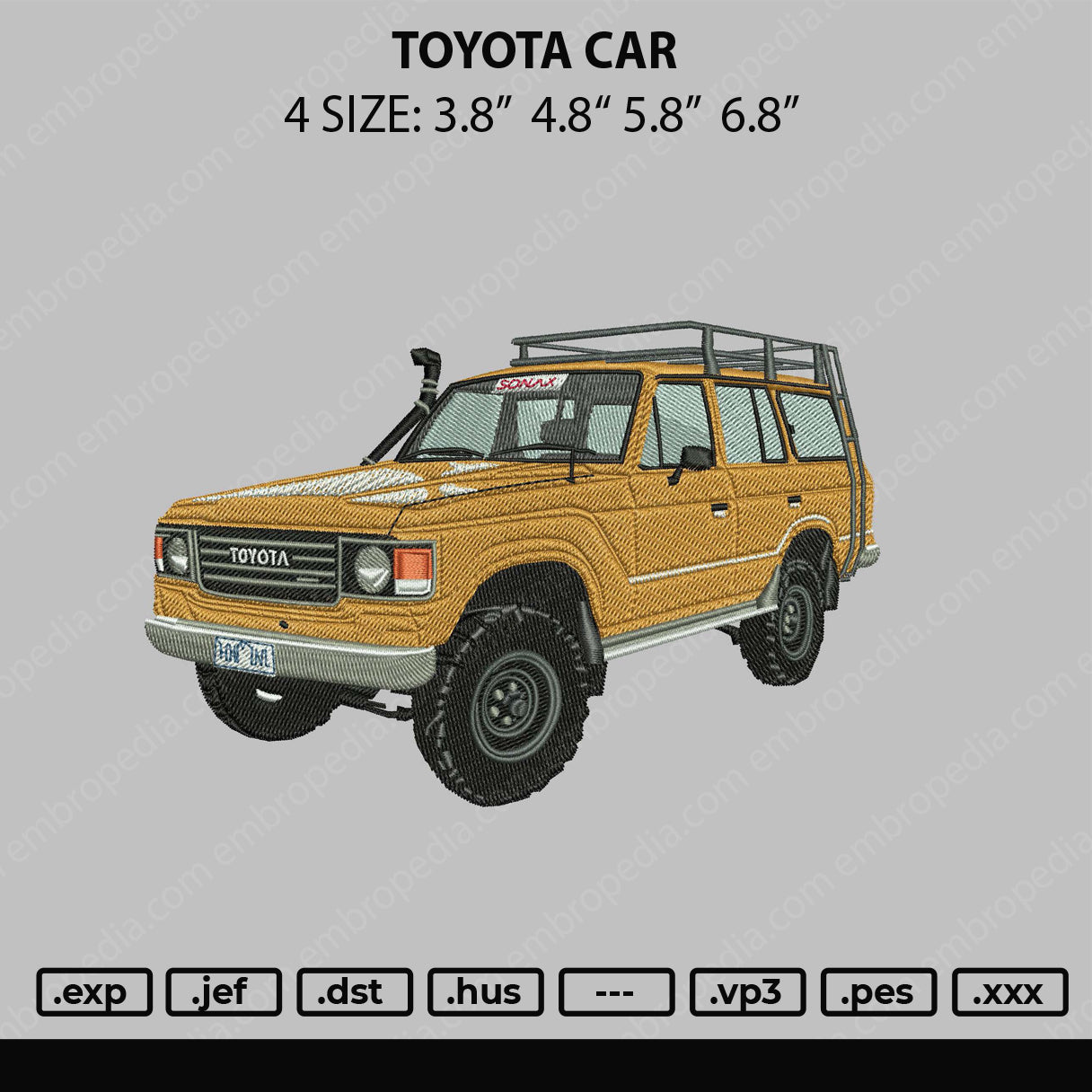 Toyota Car Embroidery File 4 size