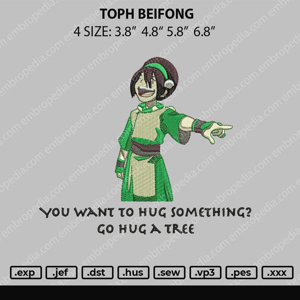 Toph Beifong Embroidery File 4 size