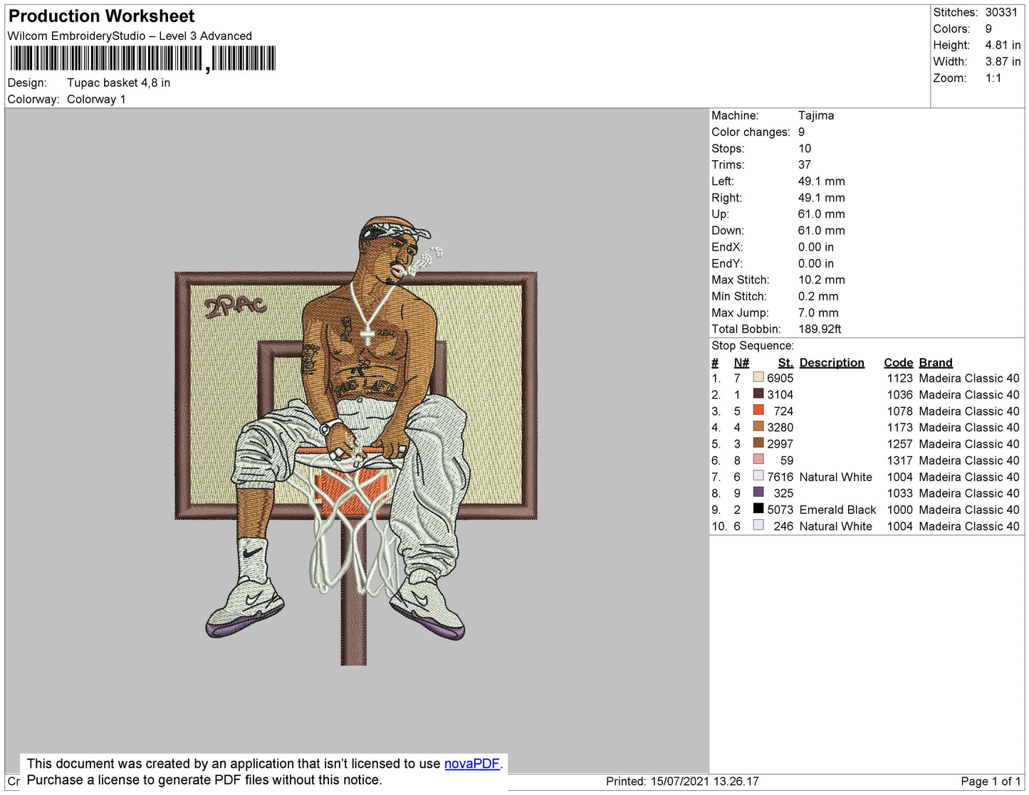 Tupac Basket Embroidery File 4 size