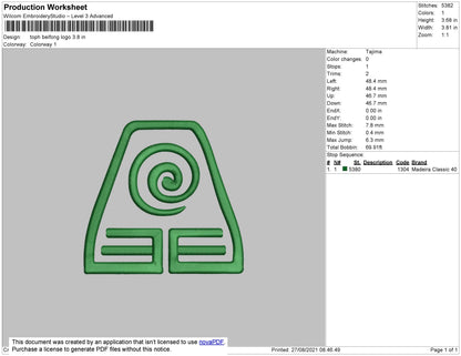 Toph Beifong Logo Embroidery File 4 size
