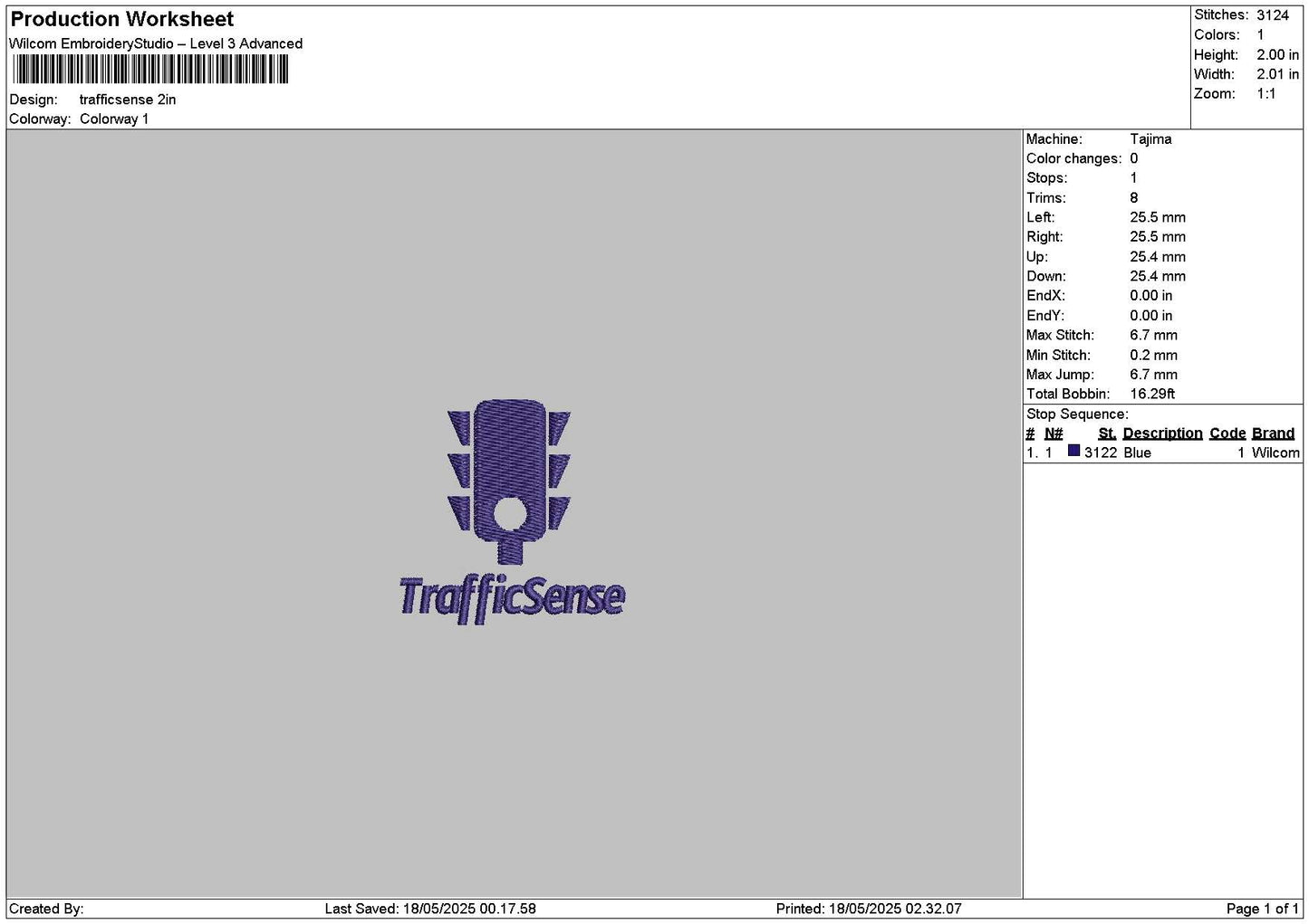 Traffictext 01 Embroidery File 6 sizes