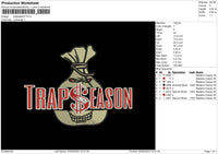 Trapseason Embroidery File 6 sizes