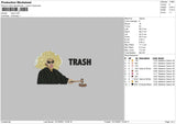 Trash Embroidery File 4 size