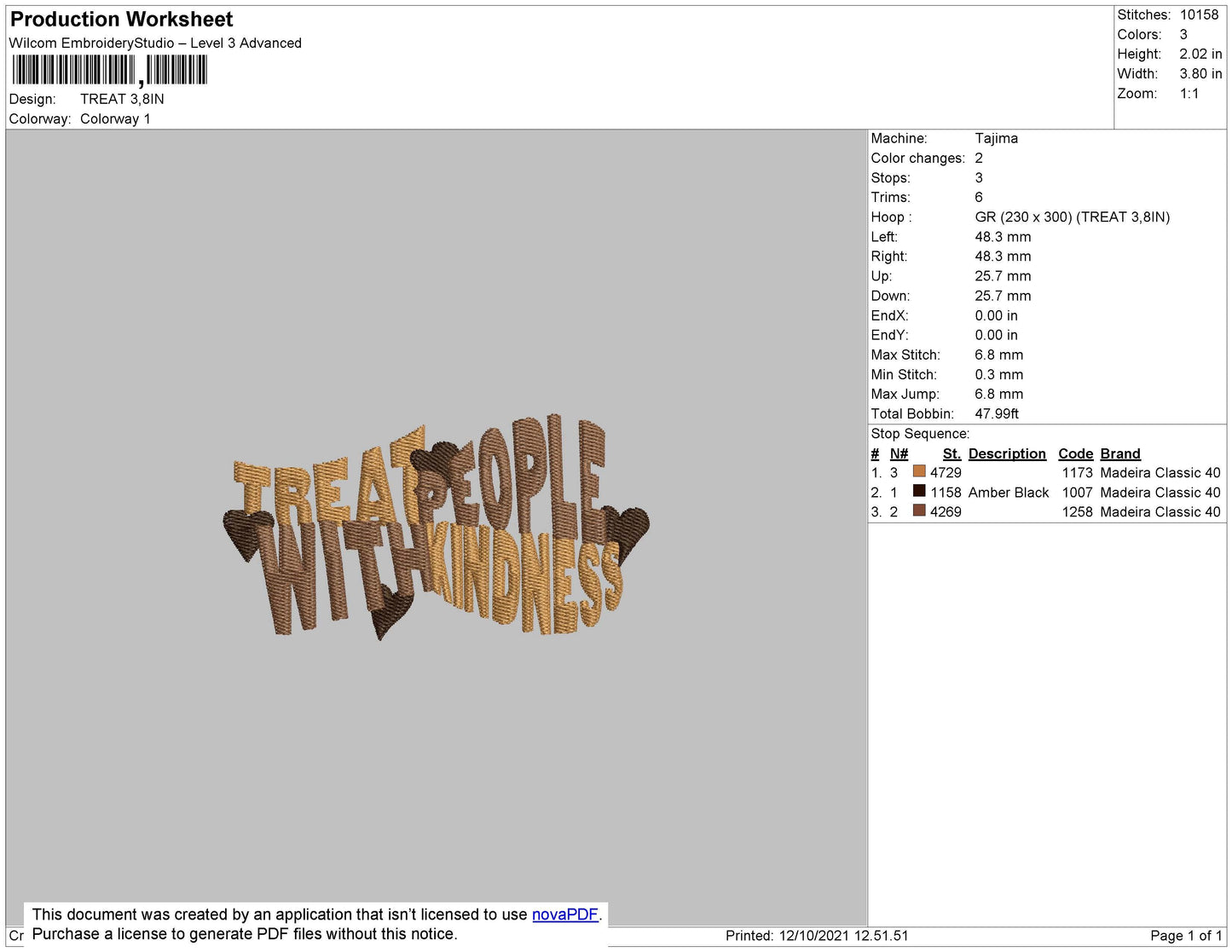 Treat Text Embroidery File 4 size