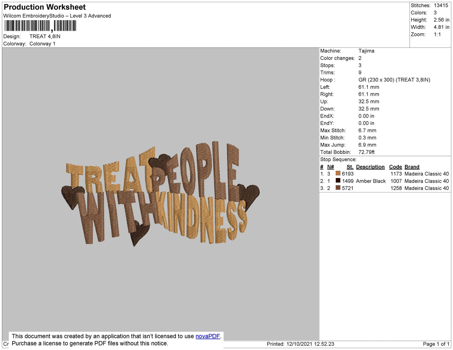 Treat Text Embroidery File 4 size