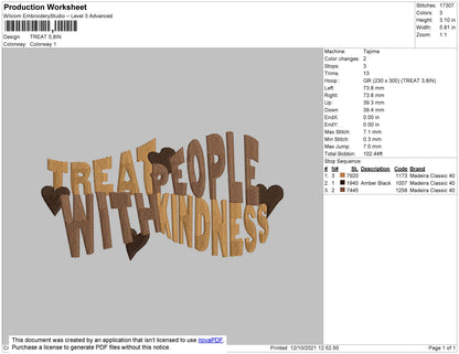Treat Text Embroidery File 4 size