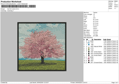 Tree Square Embroidery File 6 sizes