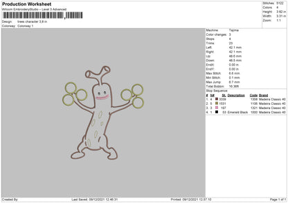 Trees Character Embroidery File 4 size