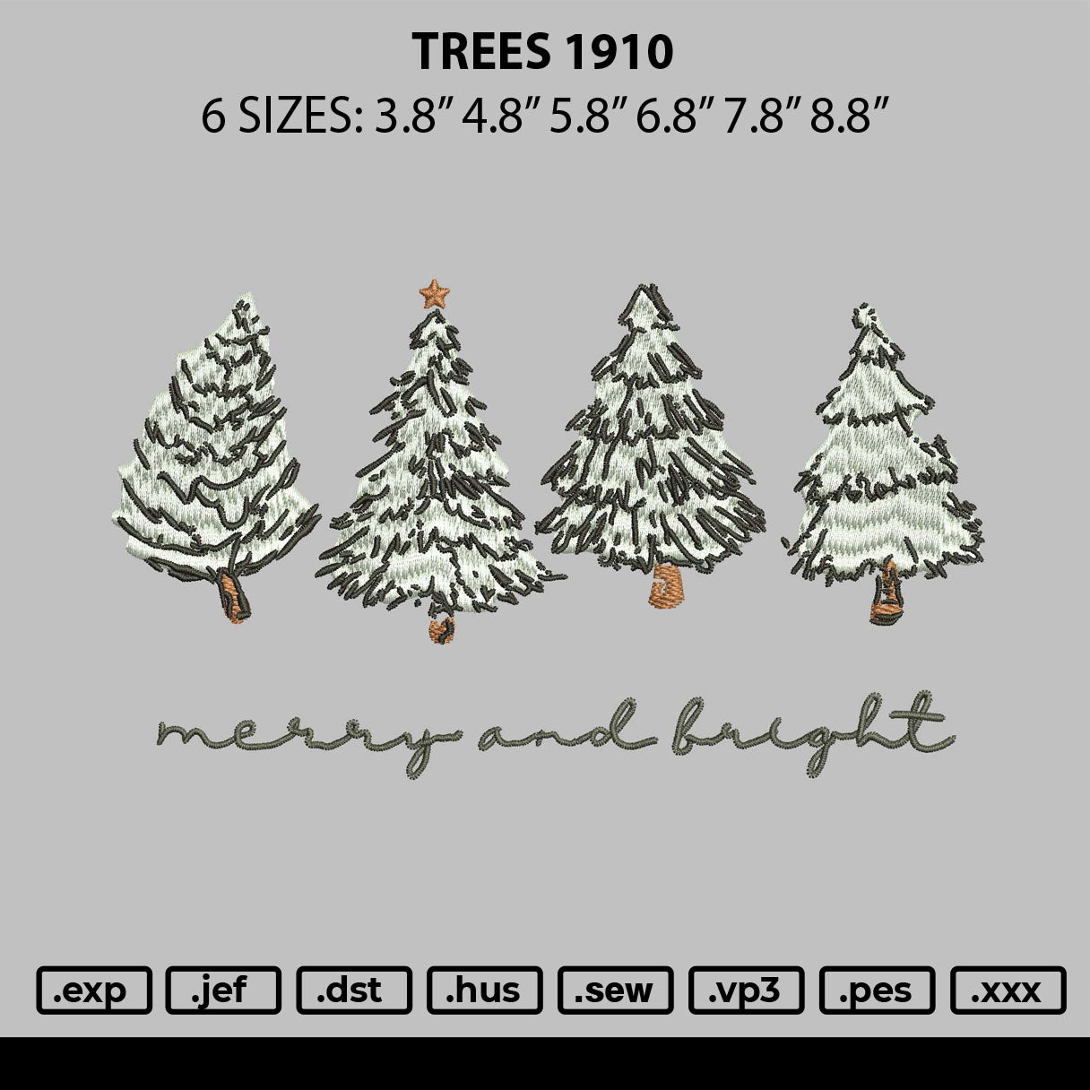 Trees1910 Embroidery File 6 sizes