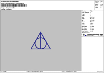 Triangle Circle Embroidery File 6 sizes