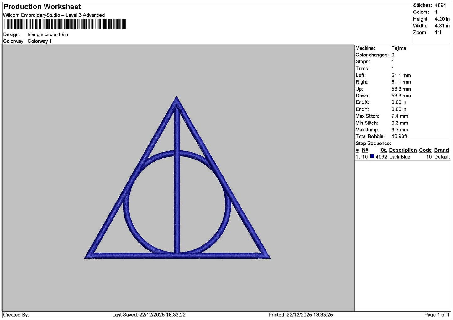 Triangle Circle Embroidery File 6 sizes