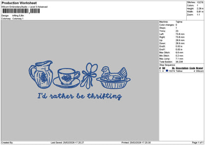 Thriftingtext 2502 Embroidery File 6 sizes