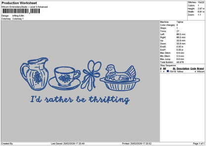 Thriftingtext 2502 Embroidery File 6 sizes