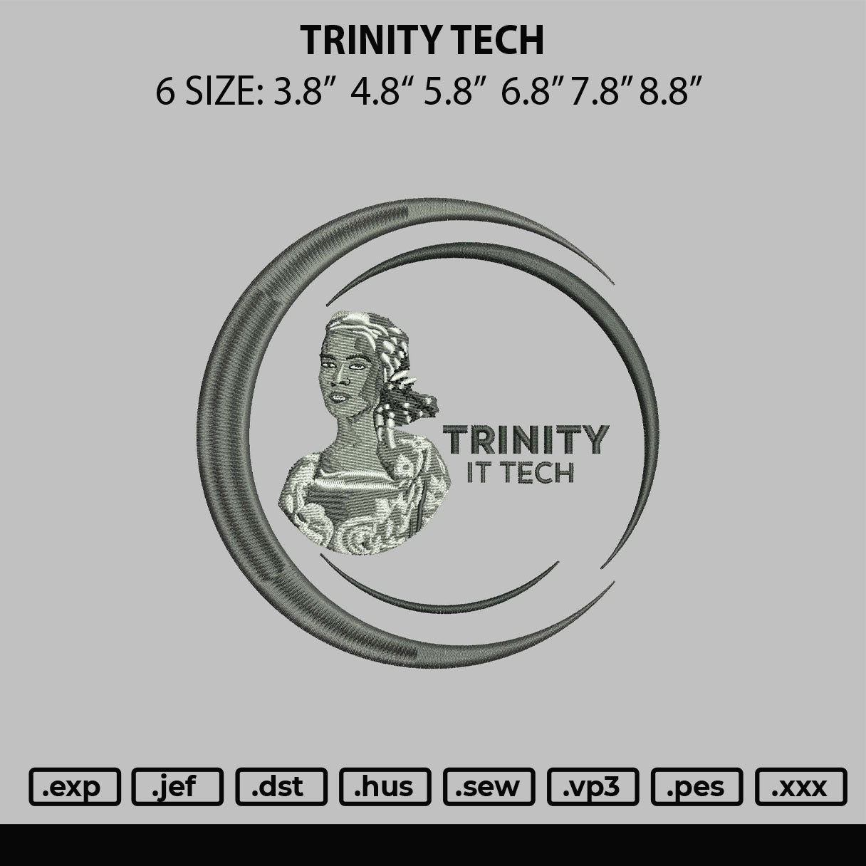 Trinity Tech Embroidery File 6 sizes – Master Digitizer