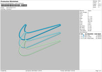 Triple Swoosh Embroidery File 4 size