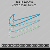 Triple Swoosh Embroidery File 4 size