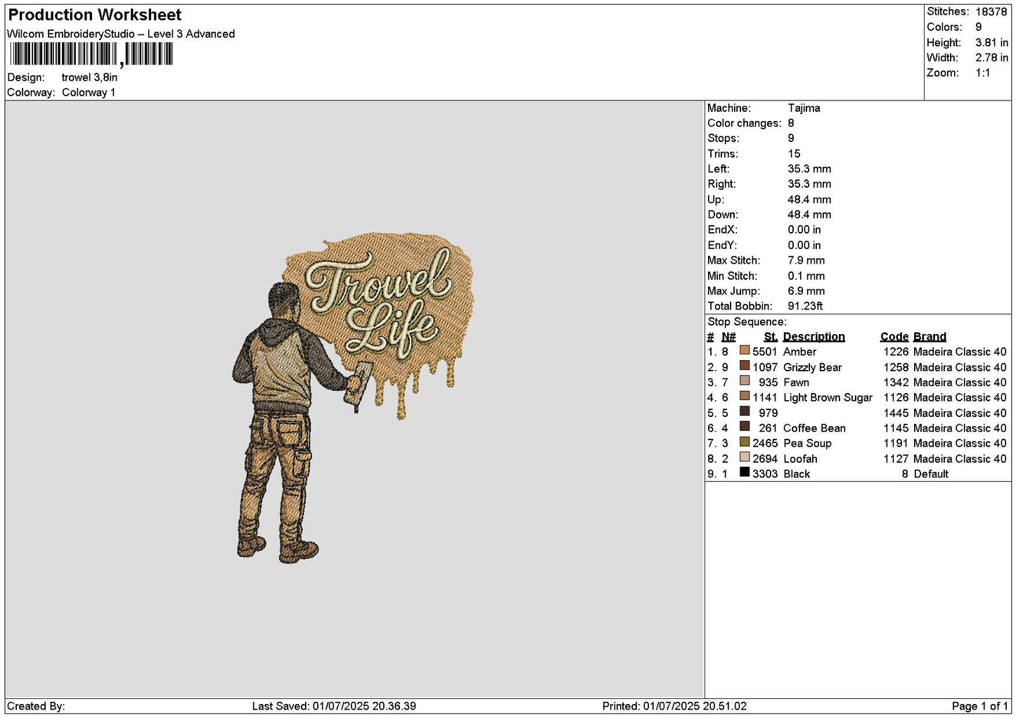 Troweltext Embroidery File 6 sizes