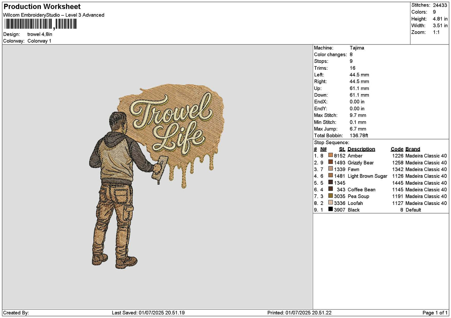 Troweltext Embroidery File 6 sizes