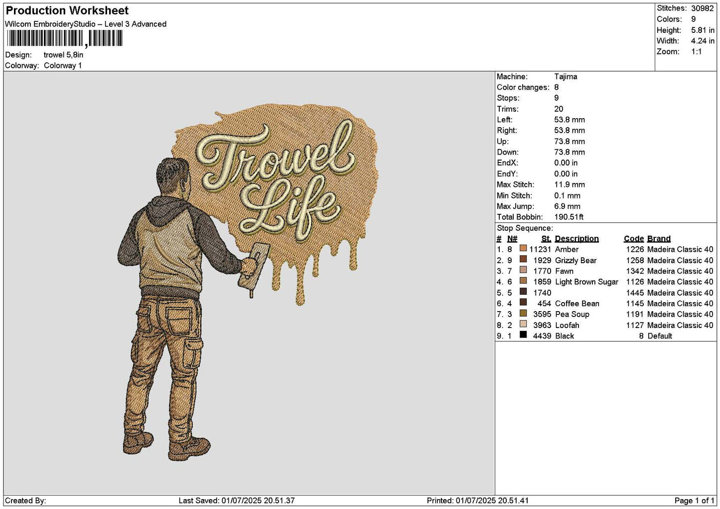 Troweltext Embroidery File 6 sizes