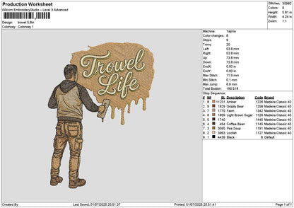 Troweltext Embroidery File 6 sizes