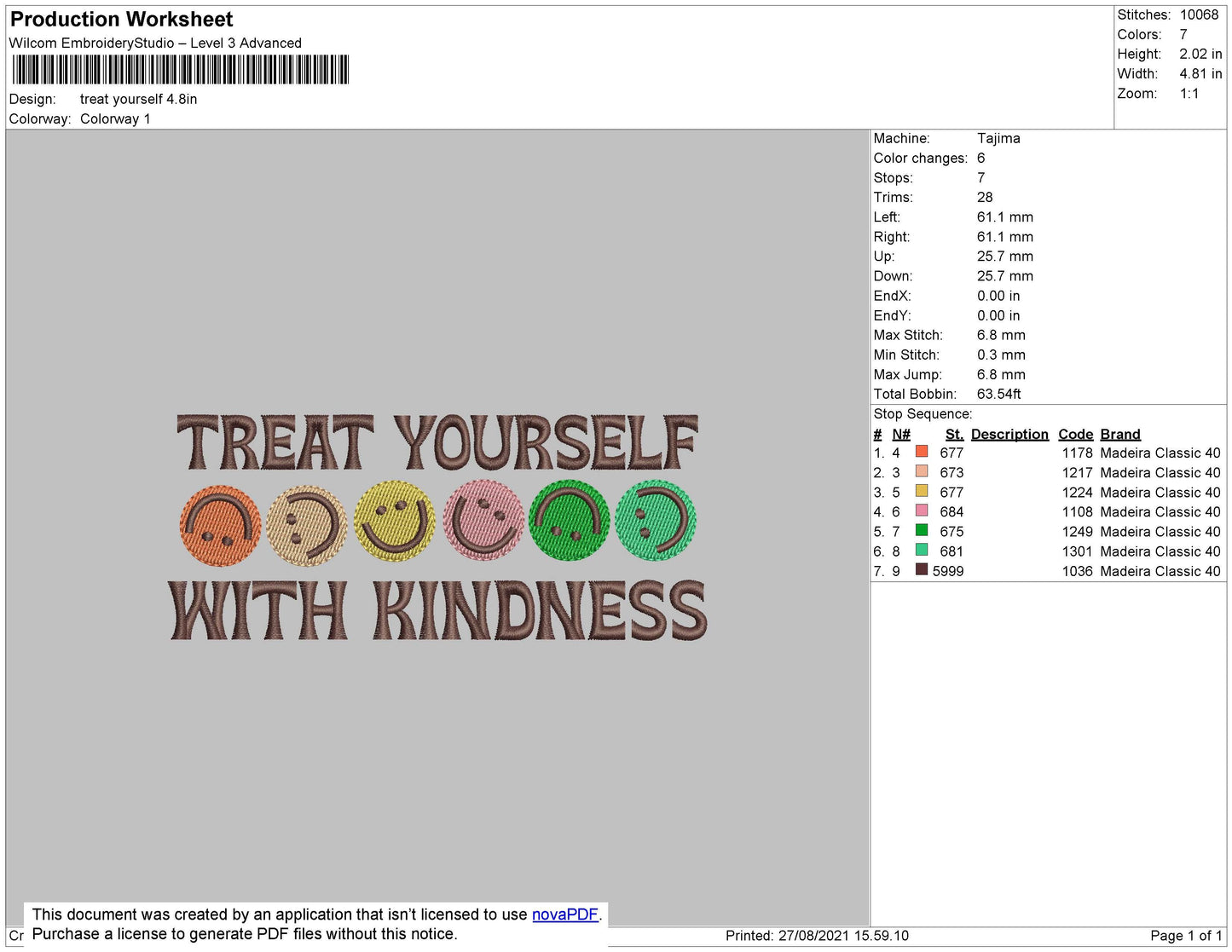 Treat Yourself Embroidery File 4 size
