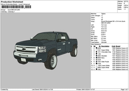Truck 0801 Embroidery File 6 sizes