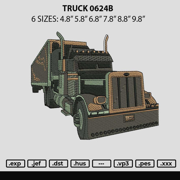 Truck 0624b Embroidery File 6 sizes