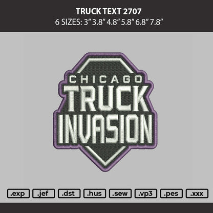 Truck Text Embroidery Machine Design File 6 sizes