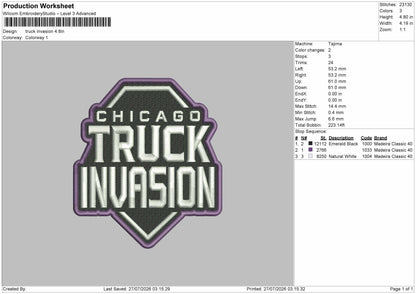 Truck Text Embroidery Machine Design File 6 sizes