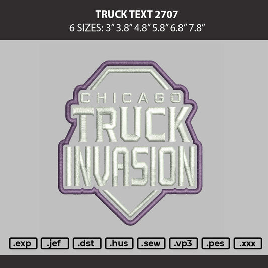 Truck Text Embroidery Machine Design File 6 sizes