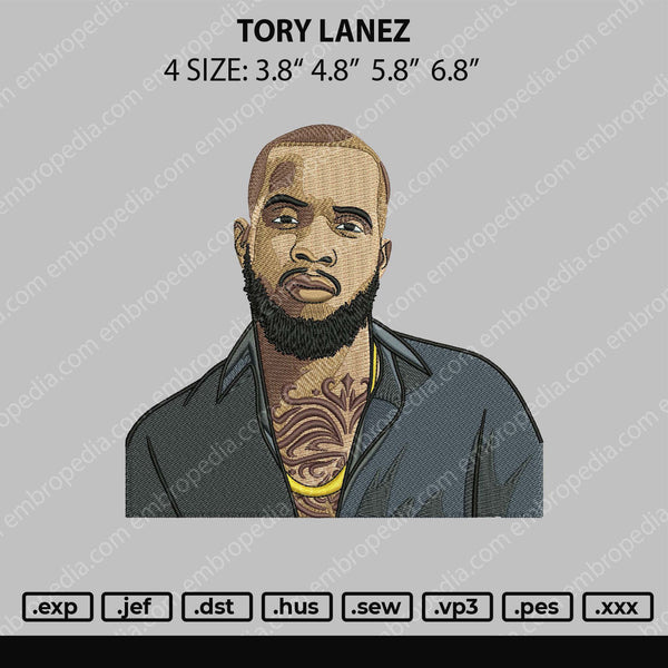 Tory Lanez Embroidery File 4 size