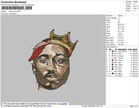 Tupac King Embroidery File 4 size