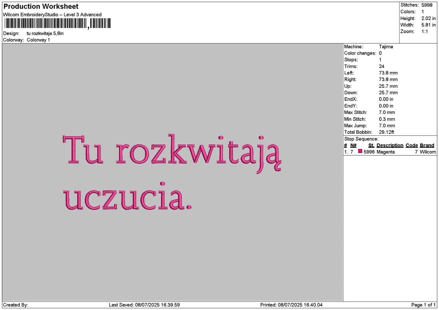 Rozkwitajatext Embroidery File 6 sizes
