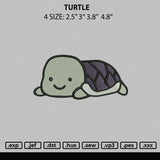 Turtle Embroidery File 4 size