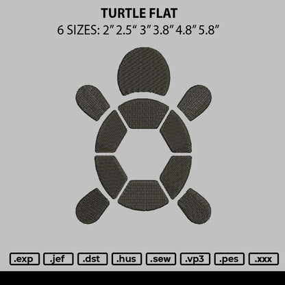 Turtle Flat Embroidery File 6 sizes
