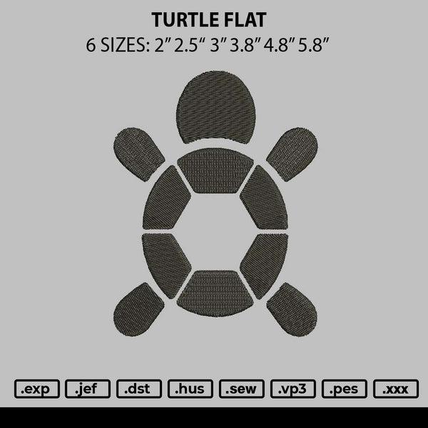 Turtle Flat Embroidery File 6 sizes
