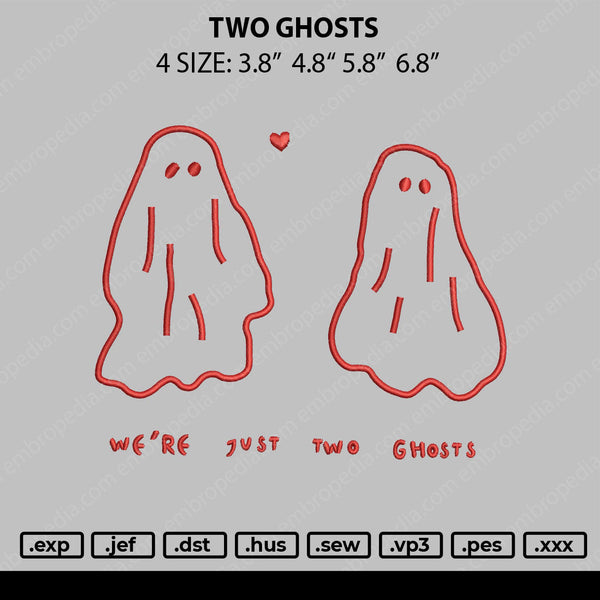 Two Ghosts Embroidery File 4 size