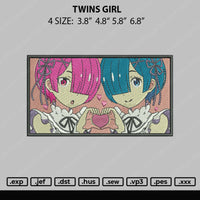 Twins Girl Embroidery File 4 size