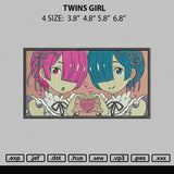 Twins Girl Embroidery File 4 size