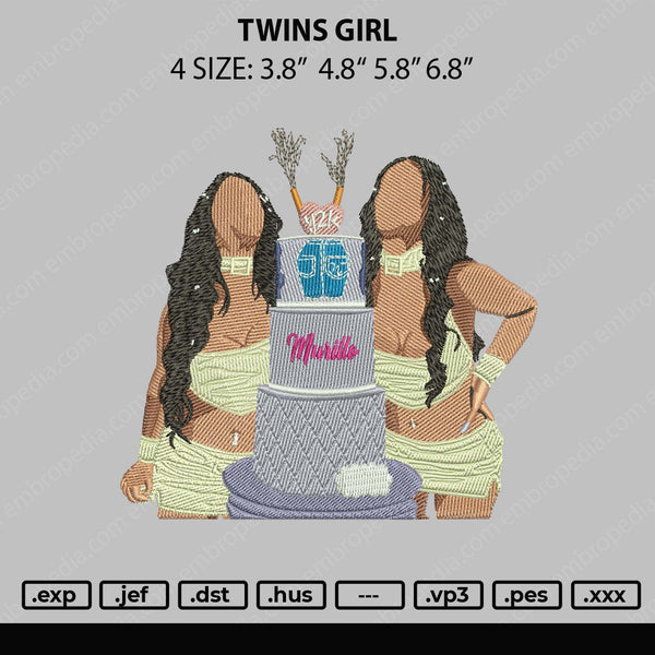 Twins Girl Embroidery File 4 size