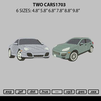 Two Cars 1703 Embroidery File 6 sizes