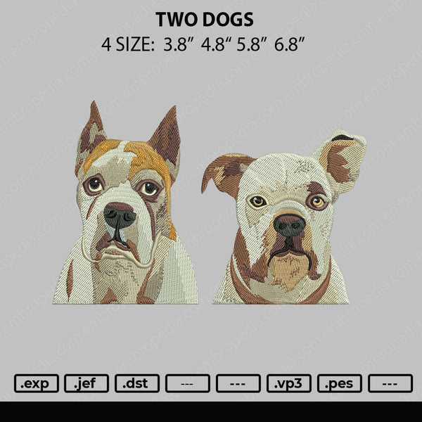 Two Dogs Embroidery File 4 size