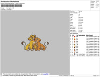 Two Tigers Embroidery File 6 size