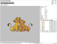 Two Tigers Embroidery File 6 size