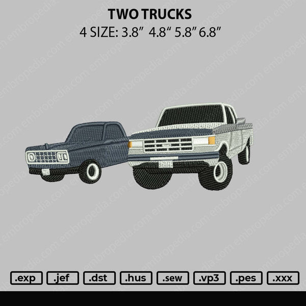 Two Trucks Embroidery File 4 size