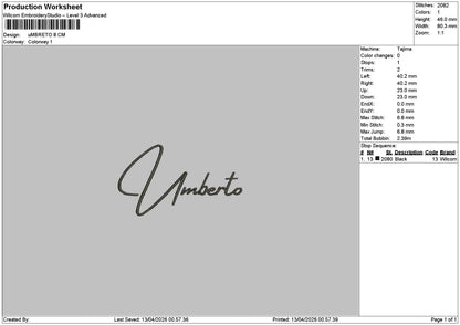 Umbretotext Embroidery File 6 sizes